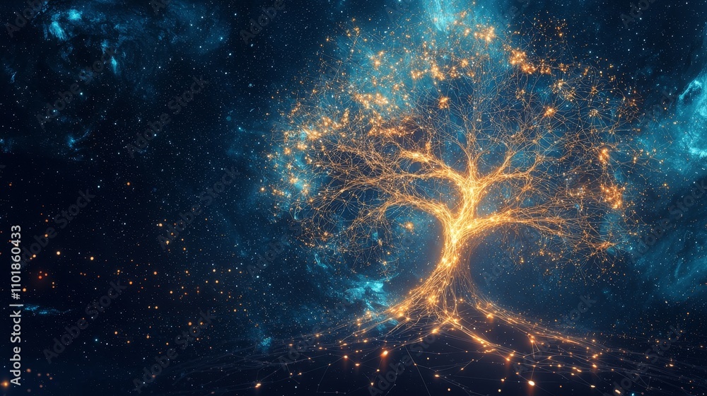 Aufkleber a futuristic polygonal tree concept that could be used in biotechnology or bioengineering.