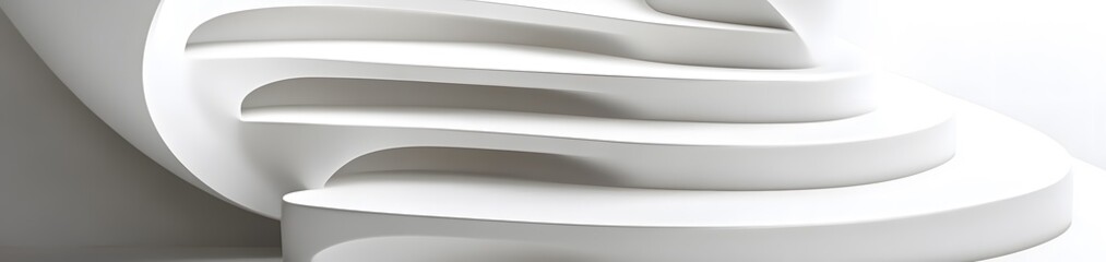 A sculptural design featuring smooth, flowing white curves.