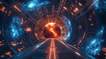 Interstellarer Tunnel für Weltraumreisen nutzen Reisen durch die Galaxie Generative AI