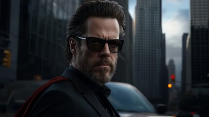 This image depicts a businessman flying like a superhero in pursuit of his goals.