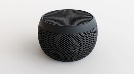 A Black Portable Wireless Speaker with Perforated Design