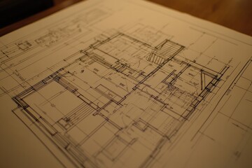 Fototapeta premium Architectural Blueprint Showing House Floor Plan Design
