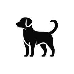 Vector Black Silhouette of a Dog Isolated on a White Background