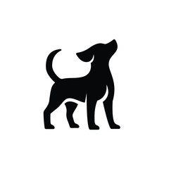 Black Dog Silhouette Illustration Isolated on a White Background 