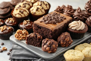 Fototapeta premium Assorted Chocolate Cakes Cupcakes and Cookies