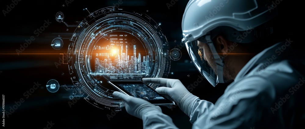 Poster in the realm of smart industry 4.0, engineers employ data and control networks to advance sustainabl
