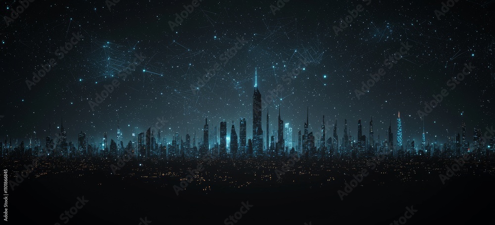 Poster Rendering of a concept 3D illustration of a global network connected to Internet of Things internet of things cloud computing cybersecurity