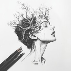 Fototapeta premium A hand-drawn sketch created by a human artist, showcasing intricate details and unique artistic expression.