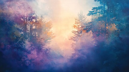 Misty Forest Sunrise: A Dreamy Landscape