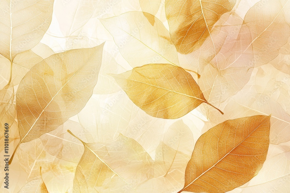 Poster a transparent background is adorned with delicate leaves