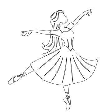ballerina dancing pose line art clip art preview