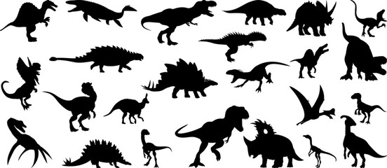 dinosaurs set, silhouette vector collection © zolotons