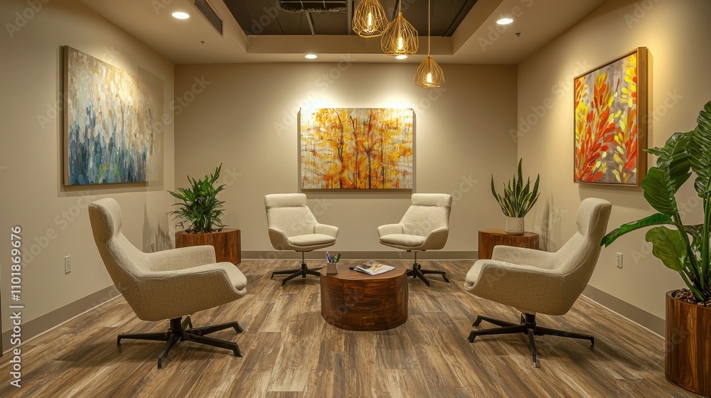 Poster maximize productivity in a calm coworking space ergonomic and collaborative features
