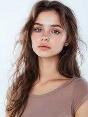 Fototapeta premium Attractive young woman on isolated white background. portrait of beautiful female