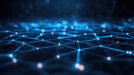 Obraz premium Glowing Blue Network Grid Background for Tech Inspired Projects