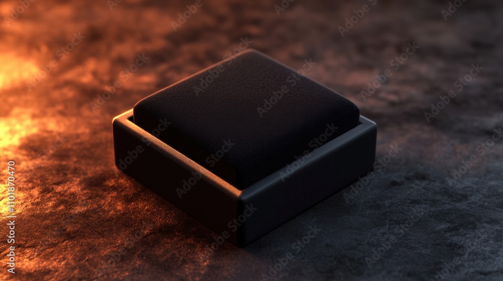 Poster high-quality 3d image of a blank velvet jewelry box with a soft cushion insert, emphasizing simplici