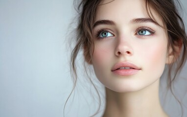 Obraz premium Attractive young woman on isolated white background. portrait of beautiful female