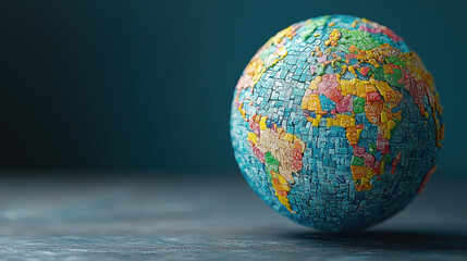 colorful globe representing cultural diversity and global unity, showcasing continents and oceans in vibrant colors. This symbolizes interconnectedness and exploration