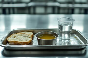 Close-Up of a Prison Food Tray with Simple Meal