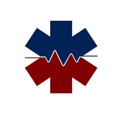 Medical logo Vector symbol blue Star of Life 