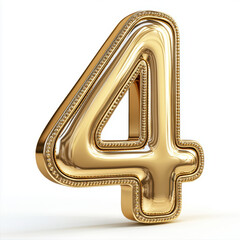 shiny gold 3D number 4 with decorative border, perfect for celebrations or events. This elegant design adds touch of luxury and style to any occasion