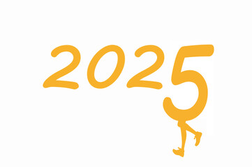 2025 kommt #Illustration zum Jahreswechsel mit Zahl und Witz 
