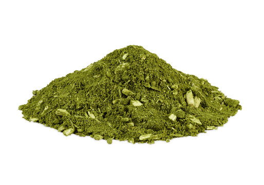 pile of Brazilian green yerba mate or Brazil Chimarrao isolated on white background