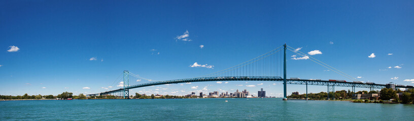 Ambassador Bridge - a suspension bridge across the Detroit River connecting Detroit, Michigan, United States, with Windsor, Ontario, Canada