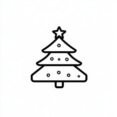 simple vector logo of Christmas tree with star on top, featuring decorative ornaments. This design captures festive spirit of holiday season