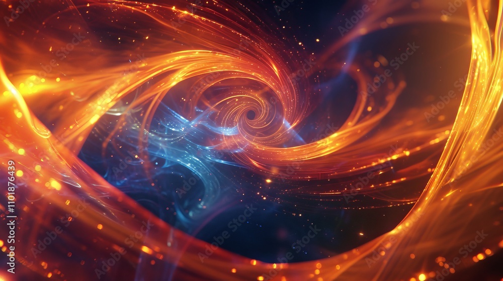 Aufkleber a dynamic, ai-generated vortex of swirling orange and blue lights, creating a sense of motion and en