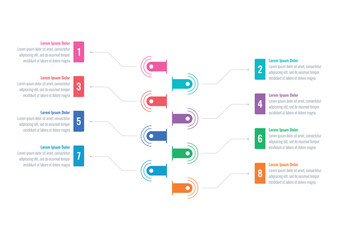 infographic template for magazine, annual report. infographic template for business, science, education world. geometric symbols infographic template. eight steps information template