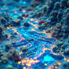 Tilt-shifted ocean floor, diamond plate pattern, seamless.