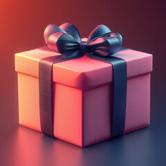 Fototapeta premium beautifully wrapped gift box with black ribbon and bow, set against gradient background. This minimalistic design evokes feelings of anticipation and joy