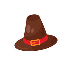 Thanksgiving hat icon in flat color style isolated on white background. Halloween symbol