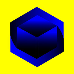 3d blue cube
