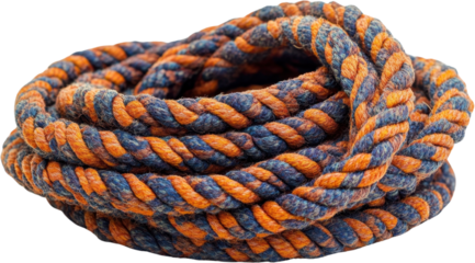 Colorful twisted rope coiled in an artistic display for creative crafts and DIY projects