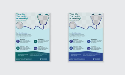 Simple modern unique creative healthcare medical flyer template layout design for print