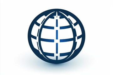 simple line drawing of globe symbol representing global connectivity and communication. design features blue and white color scheme, emphasizing modern and clean aesthetic