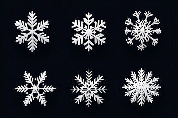 Snowflake icon set. Snowflakes variations winter ice crystal. Geometric snow flake. Christmas symbol