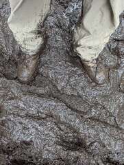 muddy walking in walking boots