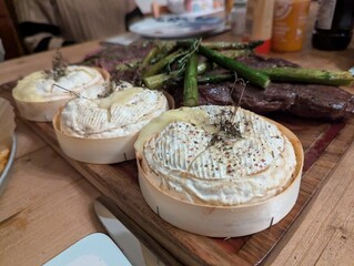 Baked Camembert with steak