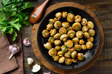 Cooked mushrooms on plate