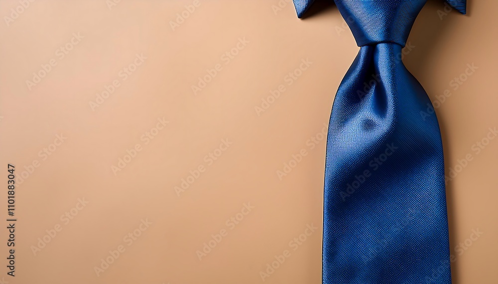 Poster a simple yet stylish flat lay design features a blue necktie on a beige background waiting _1(544)