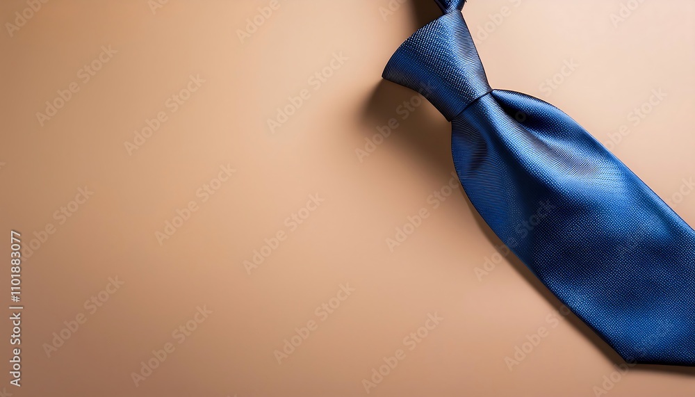 Poster a simple yet stylish flat lay design features a blue necktie on a beige background wait_1(547)