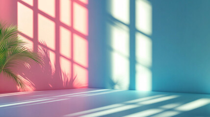 Abstract background with shadows from a window on the wall in a room,