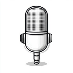 Minimalistic outline of microphone with sleek design, perfect for audio projects. This illustration captures essence of sound and communication