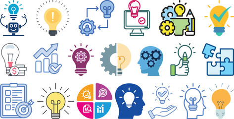 Creative business solutions icon set collection