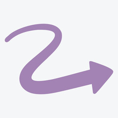 A purple, curved arrow pointing right, suggesting direction or movement.