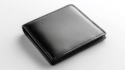 Elegant black leather wallet isolated on a white background