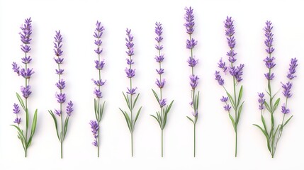 Fototapeta premium Beautiful lavender flowers on white background isolated on white background